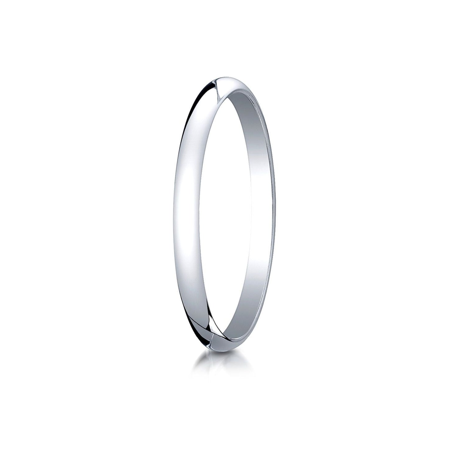 2mm Slightly Domed Traditional Oval Wedding Band, in 14K White Gold | RockHer