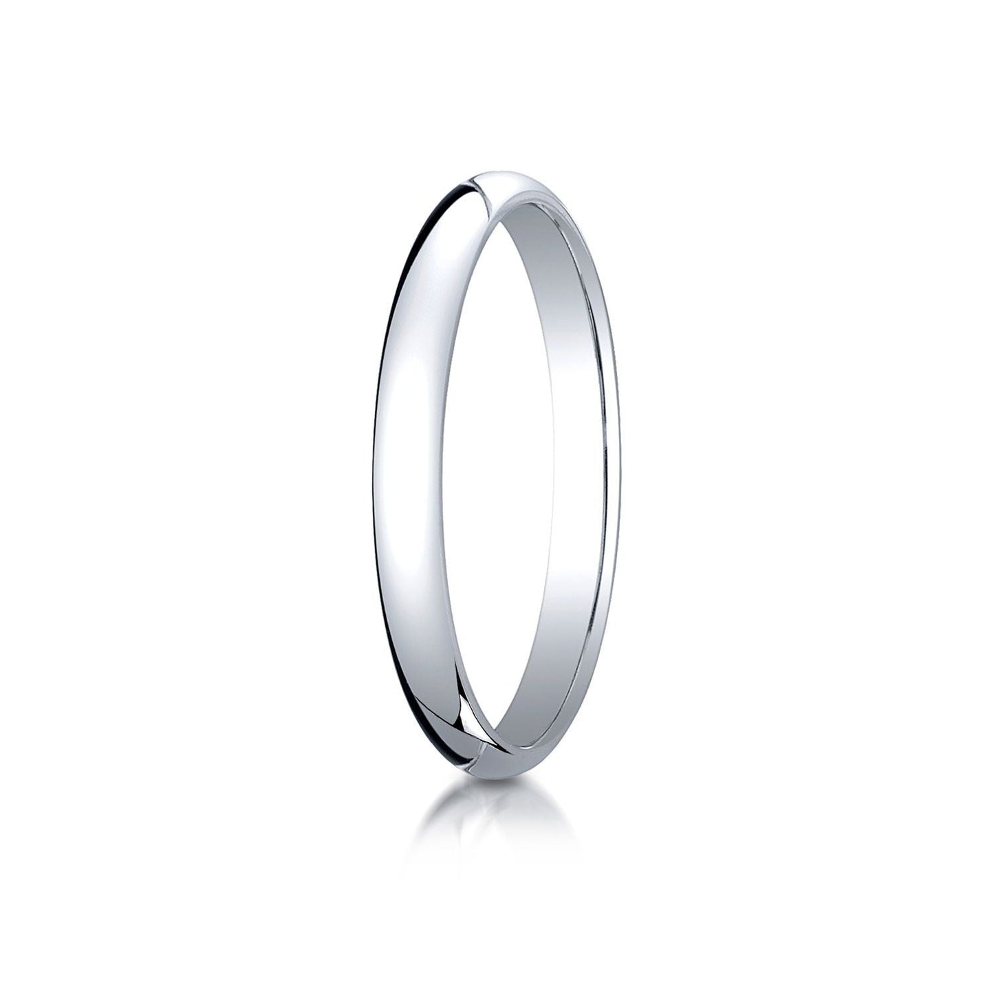 2.5mm Slightly Domed Traditional Oval Wedding Band, in 18K White Gold | RockHer