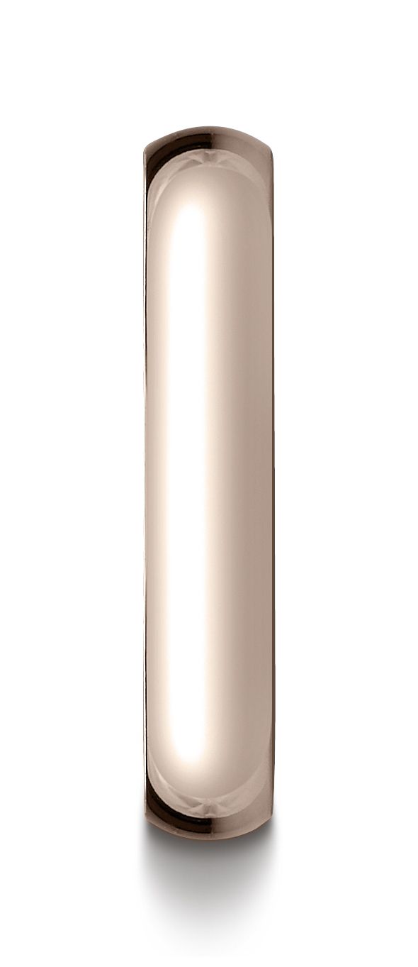 แหวนรูปไข่แบบดั้งเดิม 14k สีทองกุหลาบ ขนาด 4 มม. โค้งเล็กน้อย