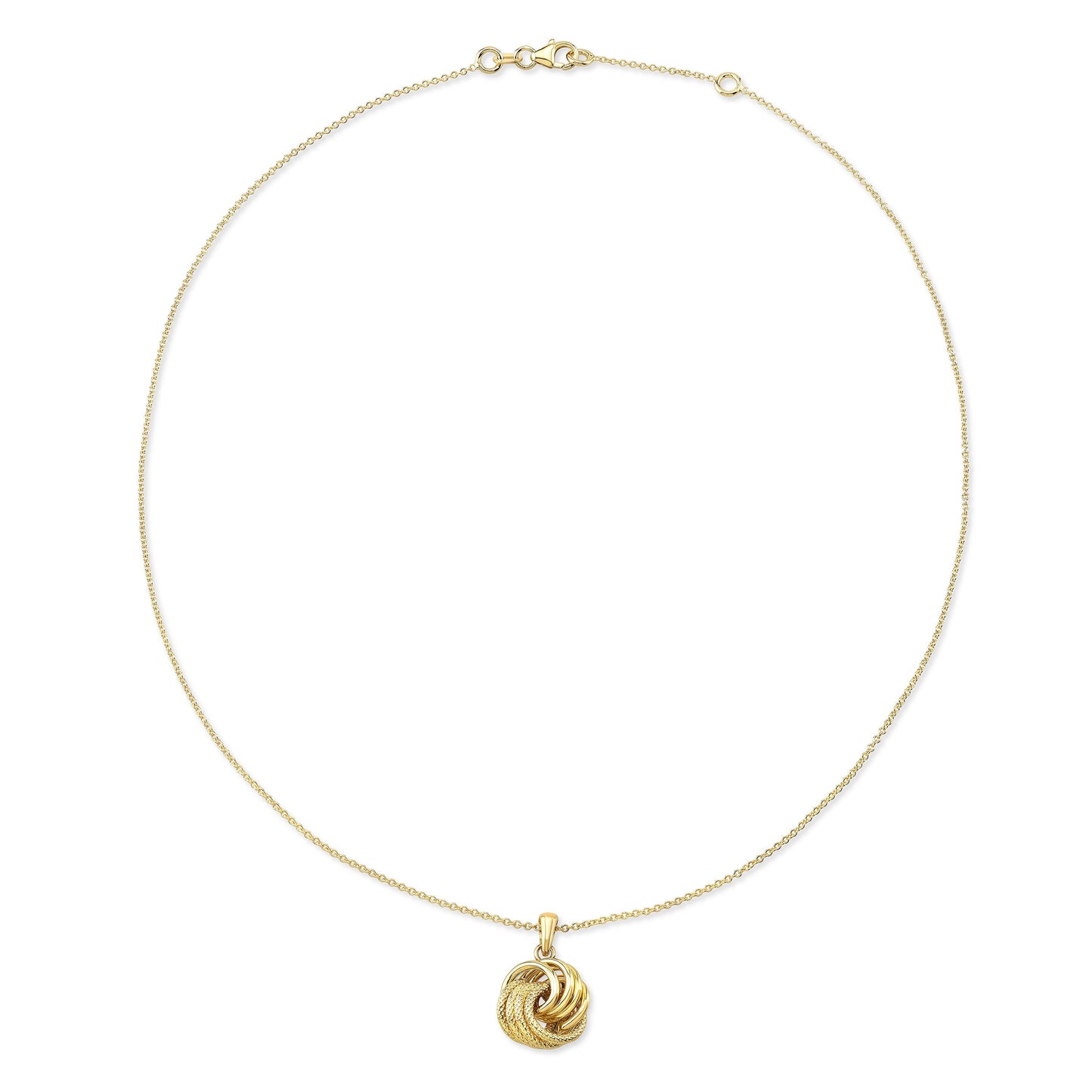 14K Yellow Gold Singapore Chain with Love Knot Pendant, 18 Inch – detail view | RockHer