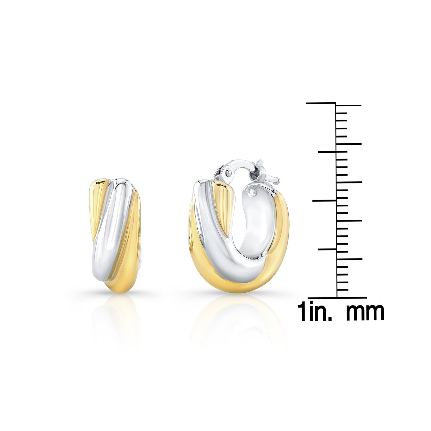 14K Two-Tone Gold Sculpted Hoop Earrings – detail view | RockHer