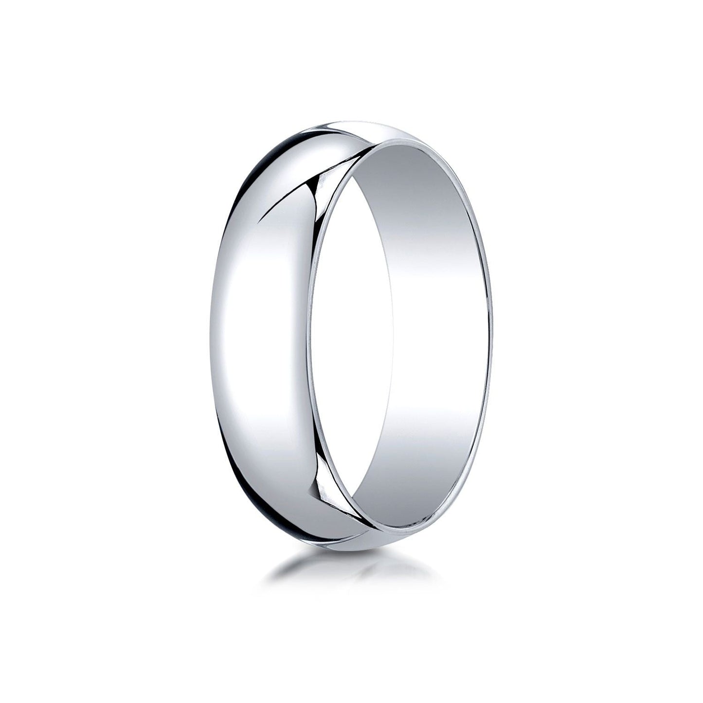 6mm Slightly Domed Traditional Oval Wedding Band, in 18K White Gold | RockHer