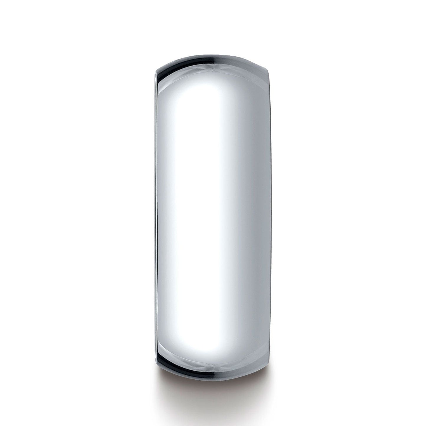 แหวนวงรีแบบดั้งเดิม 14k ทองคำขาว ขนาด 8 มม. โค้งนูนเล็กน้อย