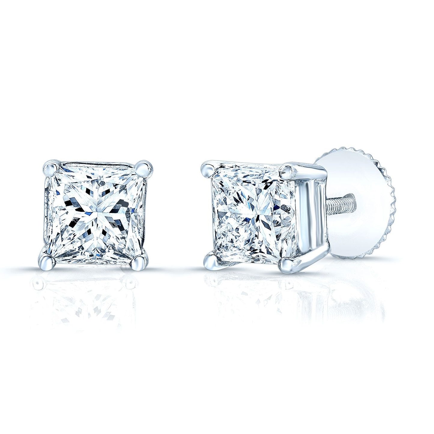 Natural Diamond Round Brilliant Stud Earrings in 14K White Gold, 1 ct. t.w. | RockHer