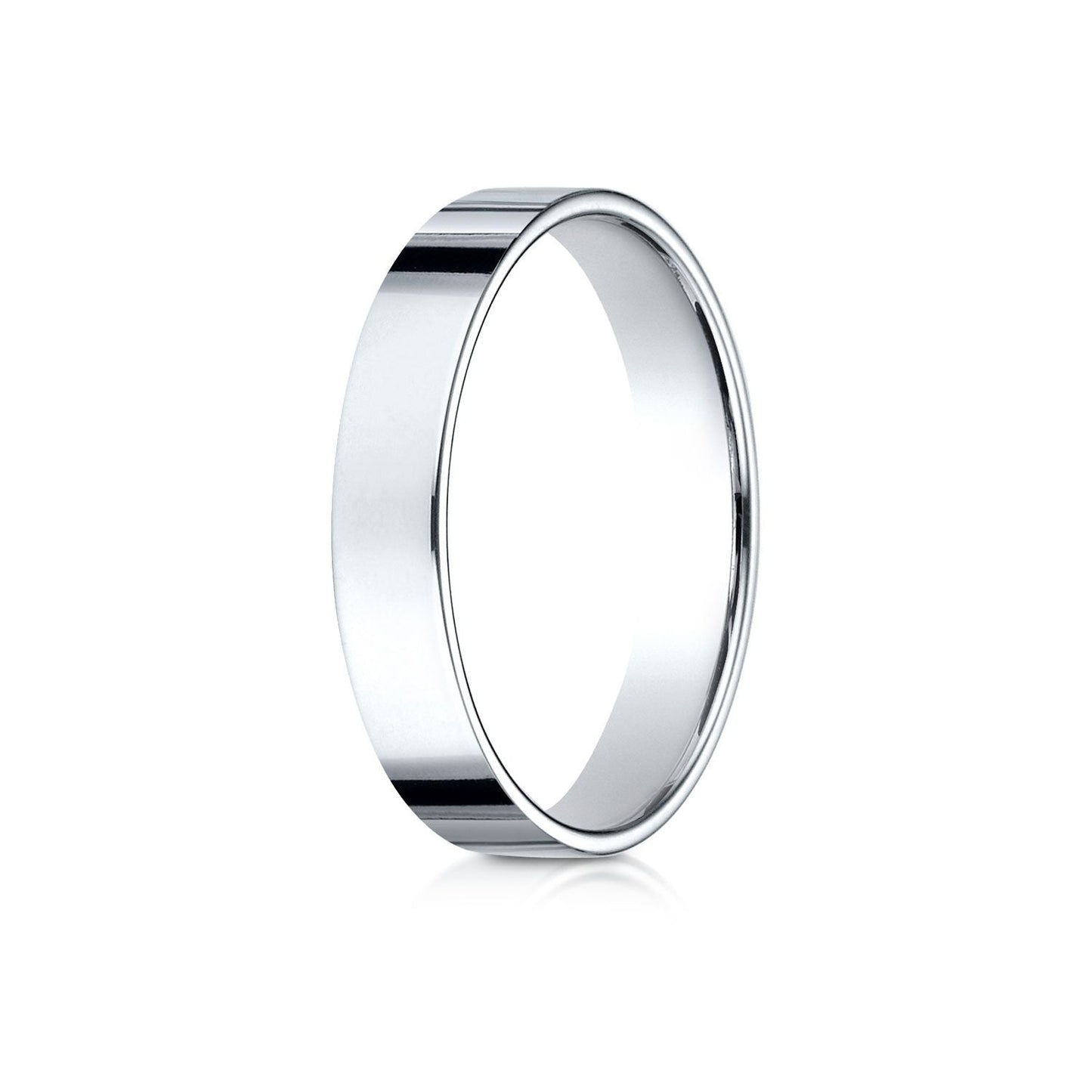 4mm Traditional Flat Wedding Band, in 14K White Gold | RockHer