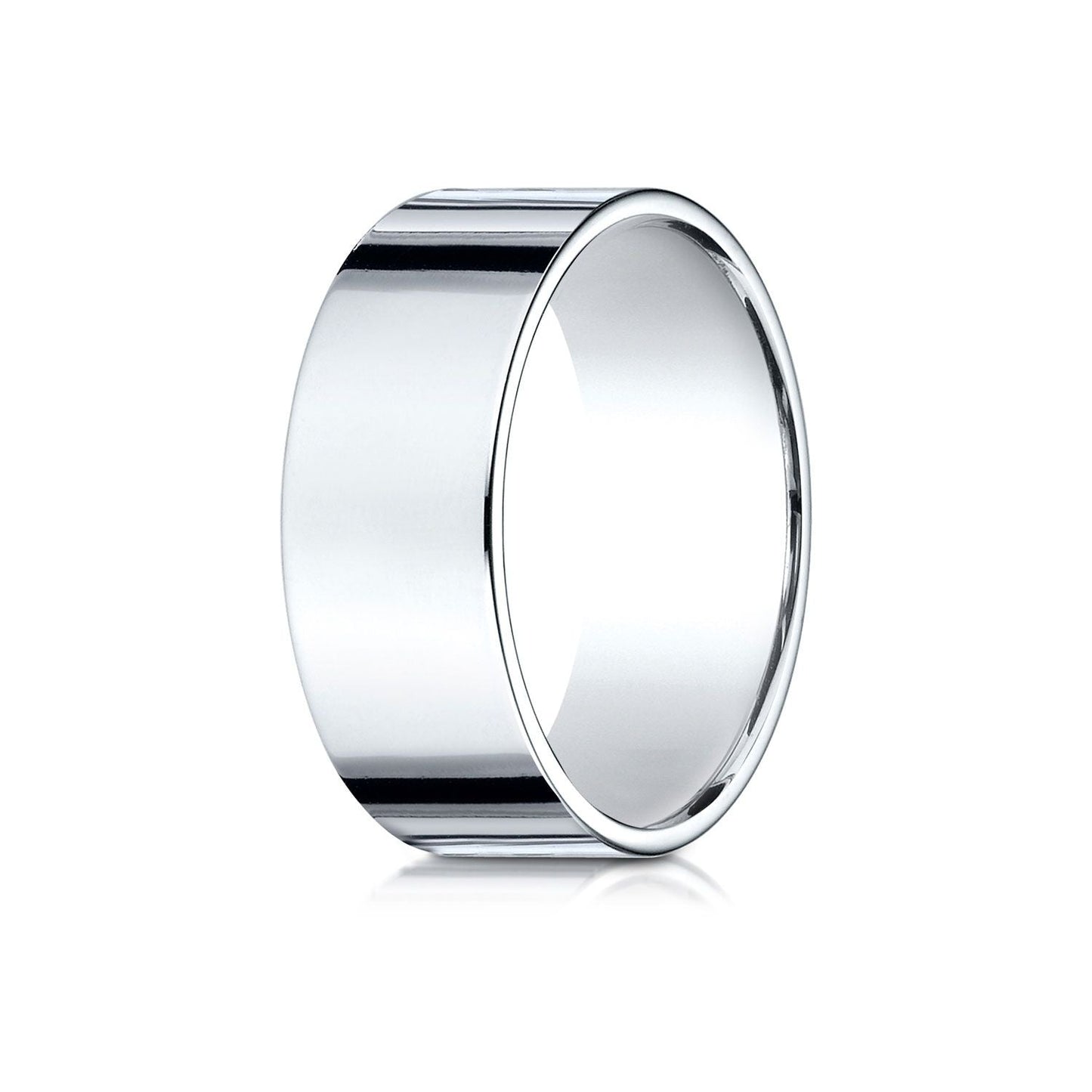 8mm Traditional Flat Wedding Band, in 14K White Gold | RockHer