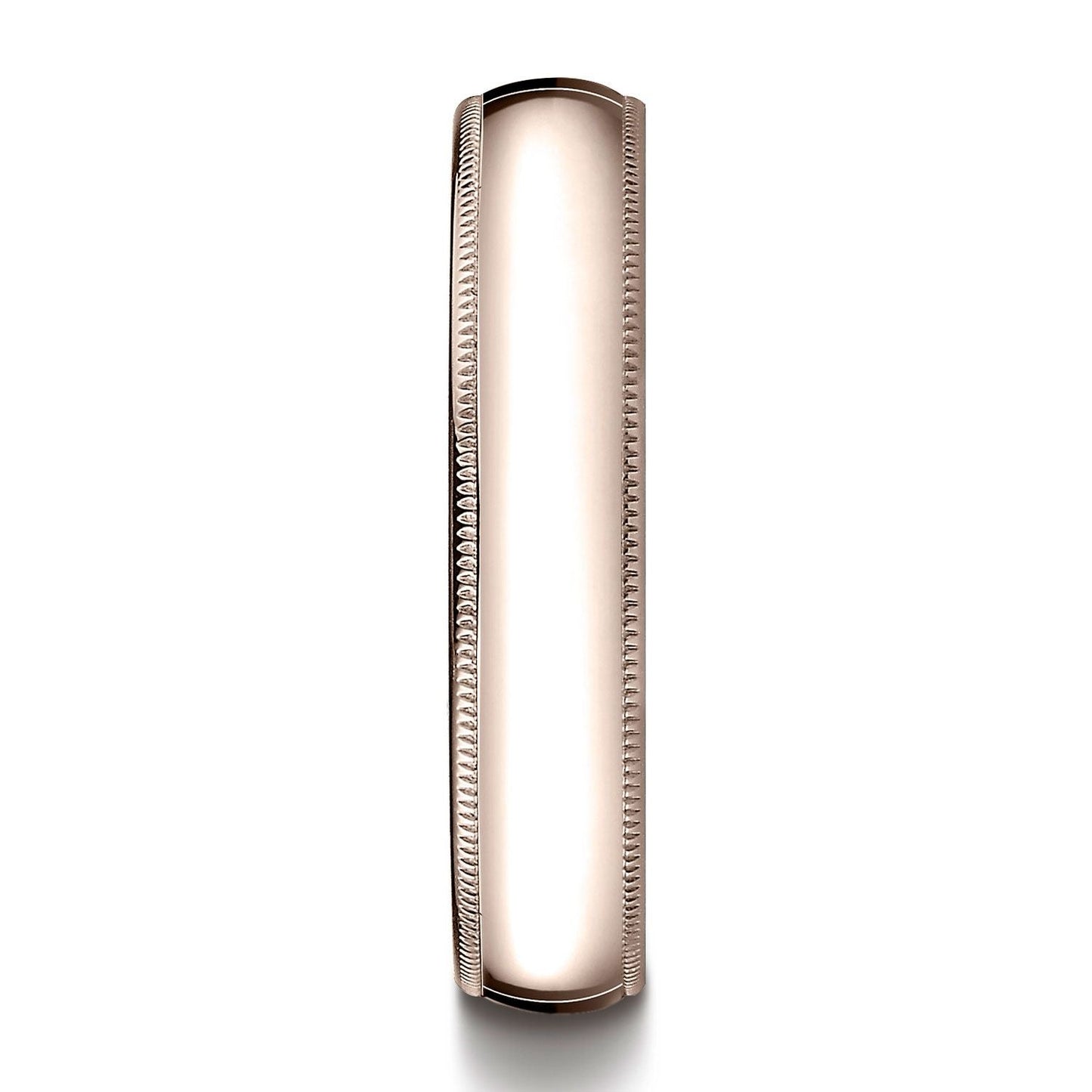 แหวนรูปไข่แบบดั้งเดิม 14k สีทองกุหลาบ ขนาด 5 มม. โค้งเล็กน้อย พร้อมลวดลายมิลเกรน