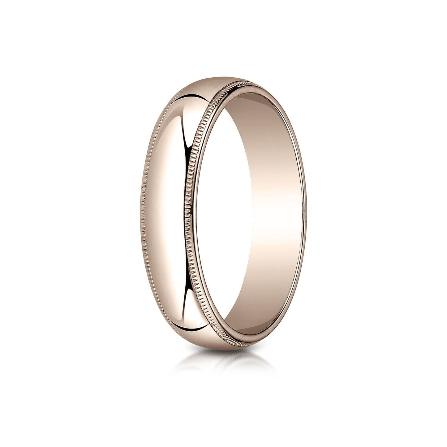 5mm Slightly Domed Traditional Oval Milgrain Wedding Band, in 14K Rose Gold | RockHer
