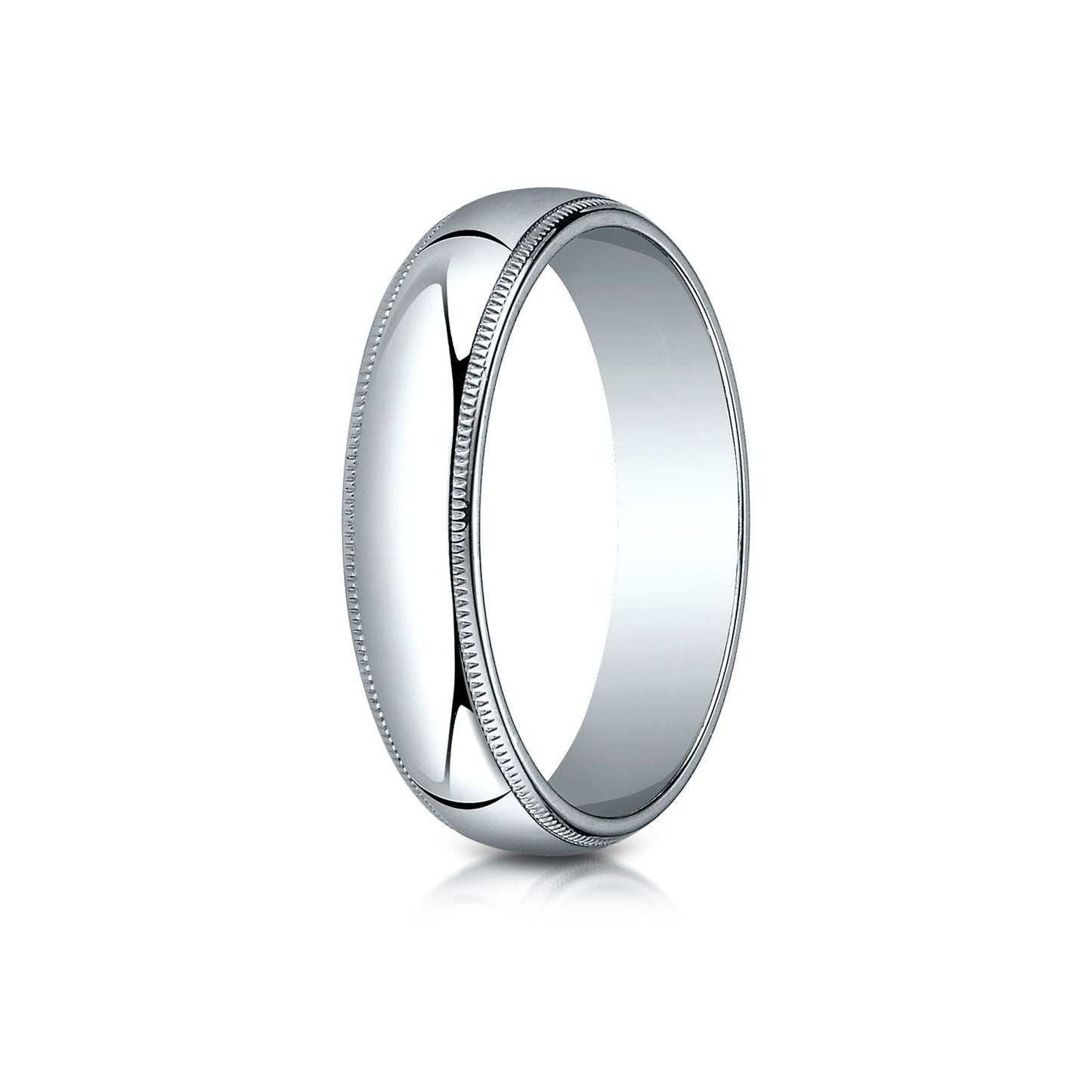 5mm Slightly Domed Traditional Oval Milgrain Wedding Band, in 14K White Gold | RockHer