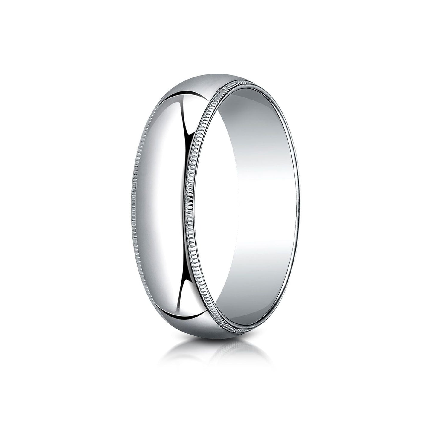 6mm Slightly Domed Traditional Oval Milgrain Wedding Band, in 14K White Gold | RockHer