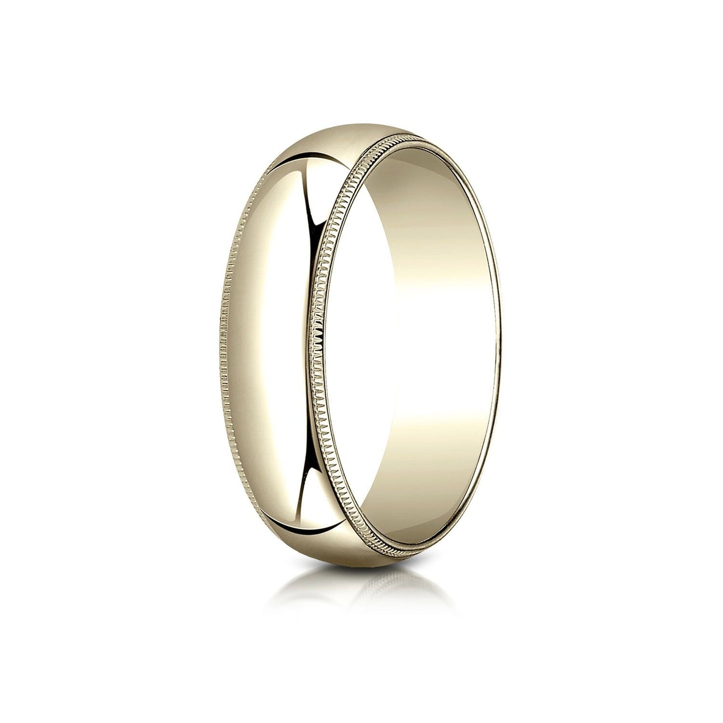 6mm Slightly Domed Traditional Oval Milgrain Wedding Band, in 14K Yellow Gold | RockHer