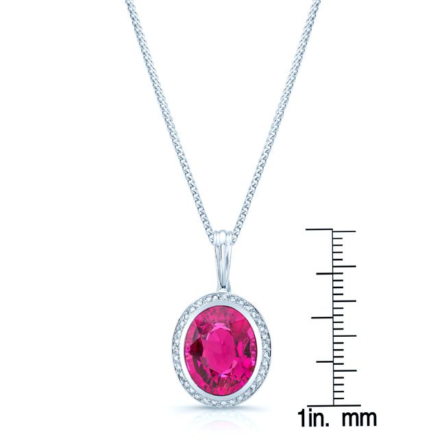 Tourmaline Oval Pendant in 14K White Gold – scale reference | RockHer