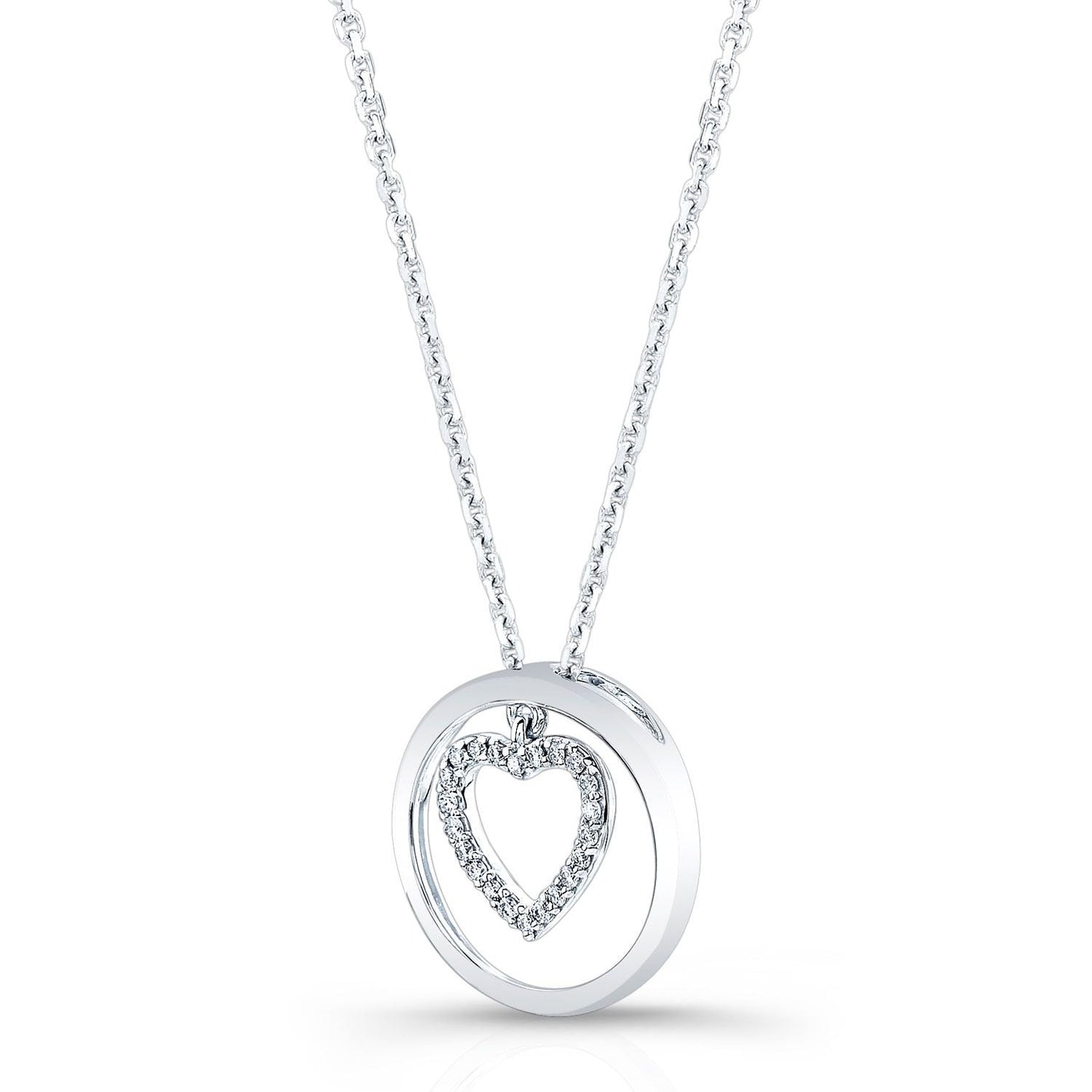 Natural Diamond Heart Shape Pendant in 14K White Gold – side profile | RockHer