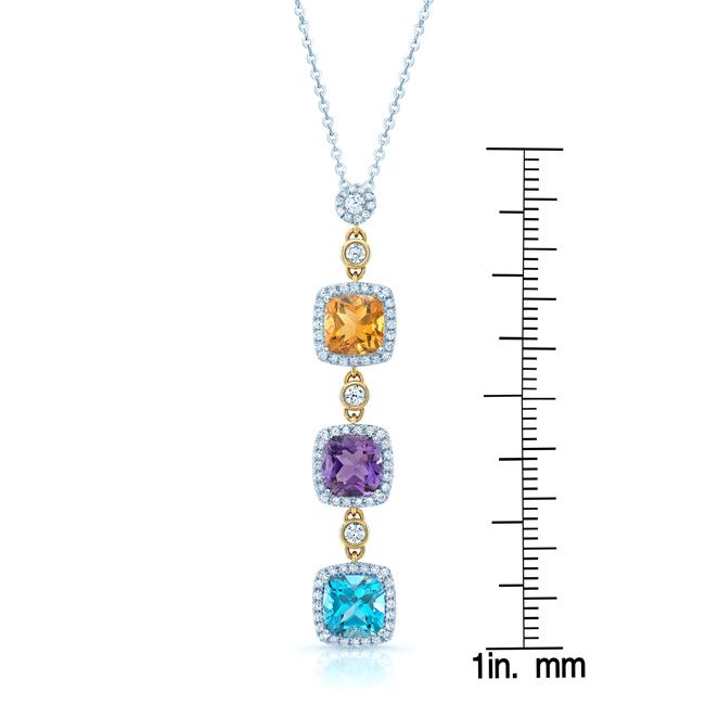 Multi-color Semi-precious And Diamond Dangle Pendant In 14k Two Tone – scale reference | RockHer