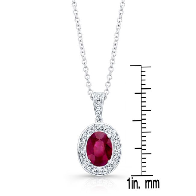 Ruby Oval Pendant in 14K White Gold – scale reference | RockHer