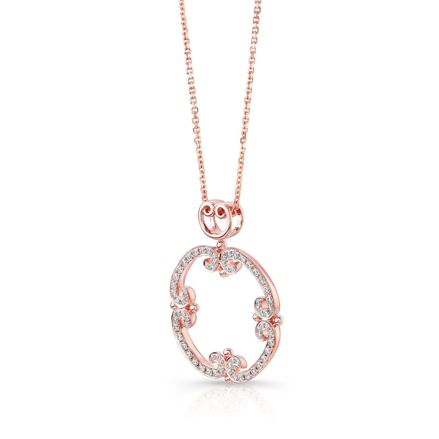 Natural Diamond Round Brilliant Pendant in 14K Rose Gold – side profile | RockHer