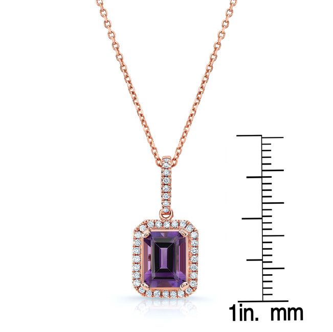 Amethyst Halo Pendant in 14K Rose Gold – scale reference | RockHer