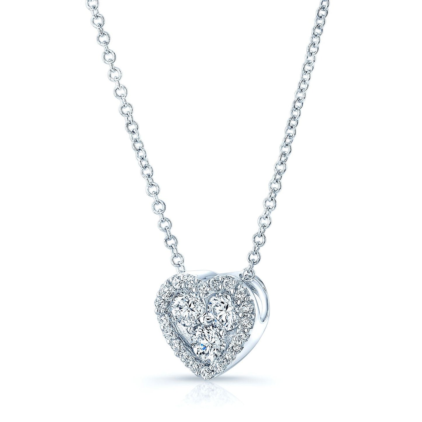 Natural Diamond Heart Shape Pendant in 14K White Gold, 8 ct. t.w. – side profile | RockHer