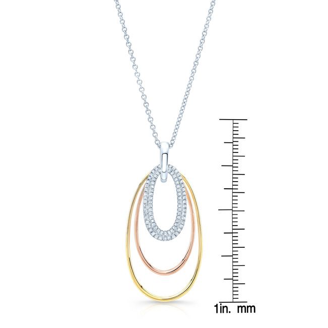 Diamond Triple Oval Pendant In 14k Two Tone Gold – front view | RockHer