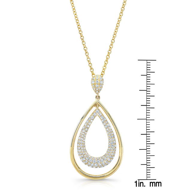Natural Diamond Oval Pendant in 14K Yellow Gold – front view | RockHer
