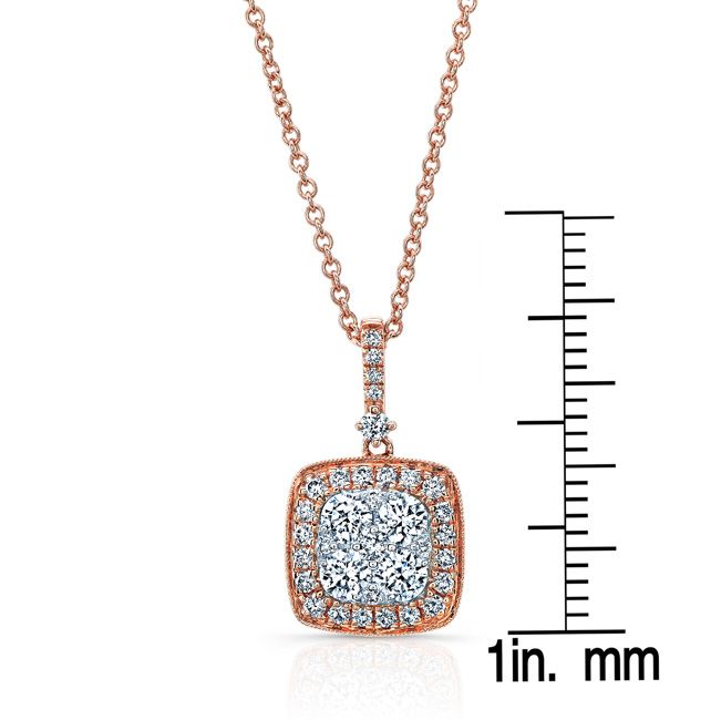 Diamond Pave Cluster Cushion Shaped Pendant In 14k Two Tone Gold (3/4 Ct.tw.) – scale reference | RockHer