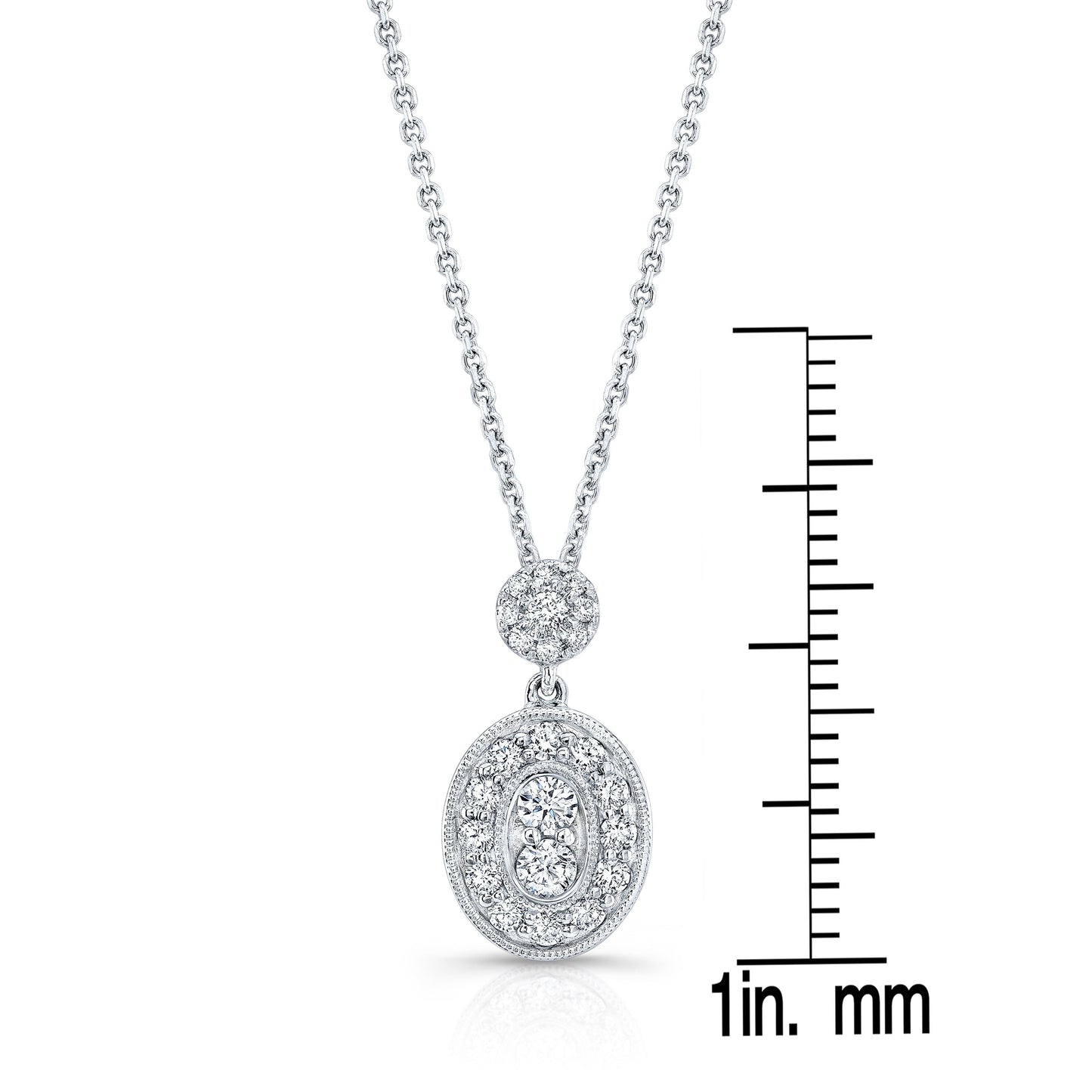 Natural Diamond Oval Halo Pendant in 14K White Gold, 1/3 ct. t.w. – front view | RockHer