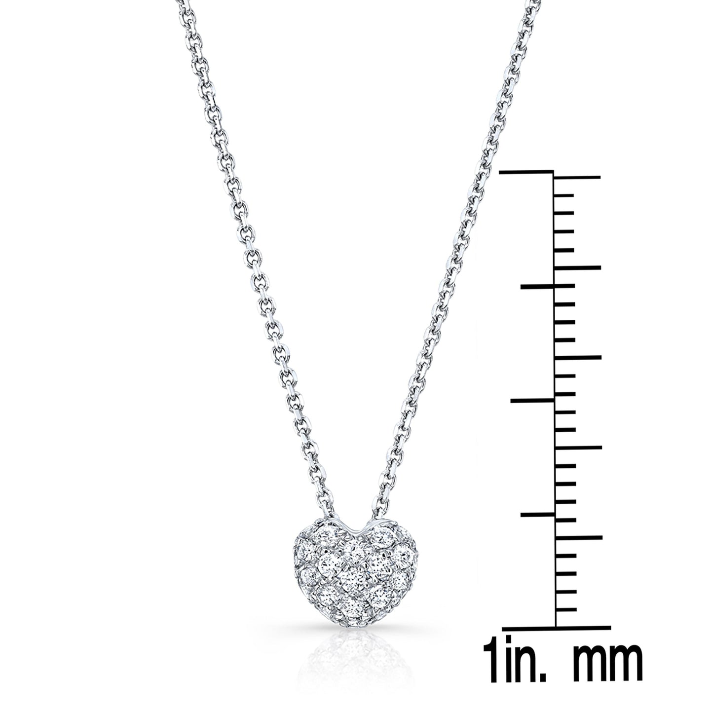 Natural Diamond Heart Shape Pendant in 14K White Gold, 4 ct. t.w. – scale reference | RockHer