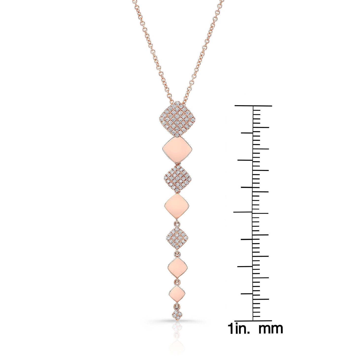 Natural Diamond Round Brilliant Pendant in 14K Rose Gold – scale reference | RockHer
