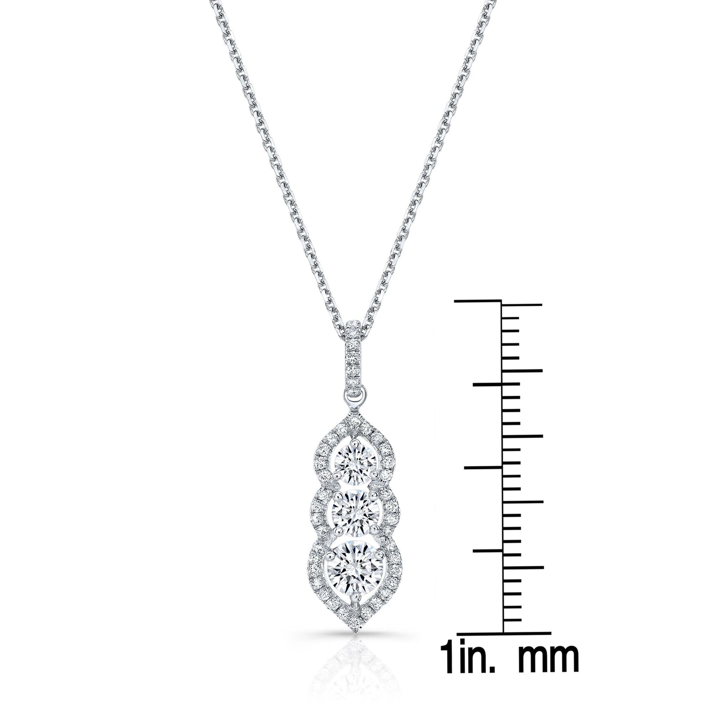 Natural Diamond Round Brilliant Pendant in 14K White Gold – scale reference | RockHer