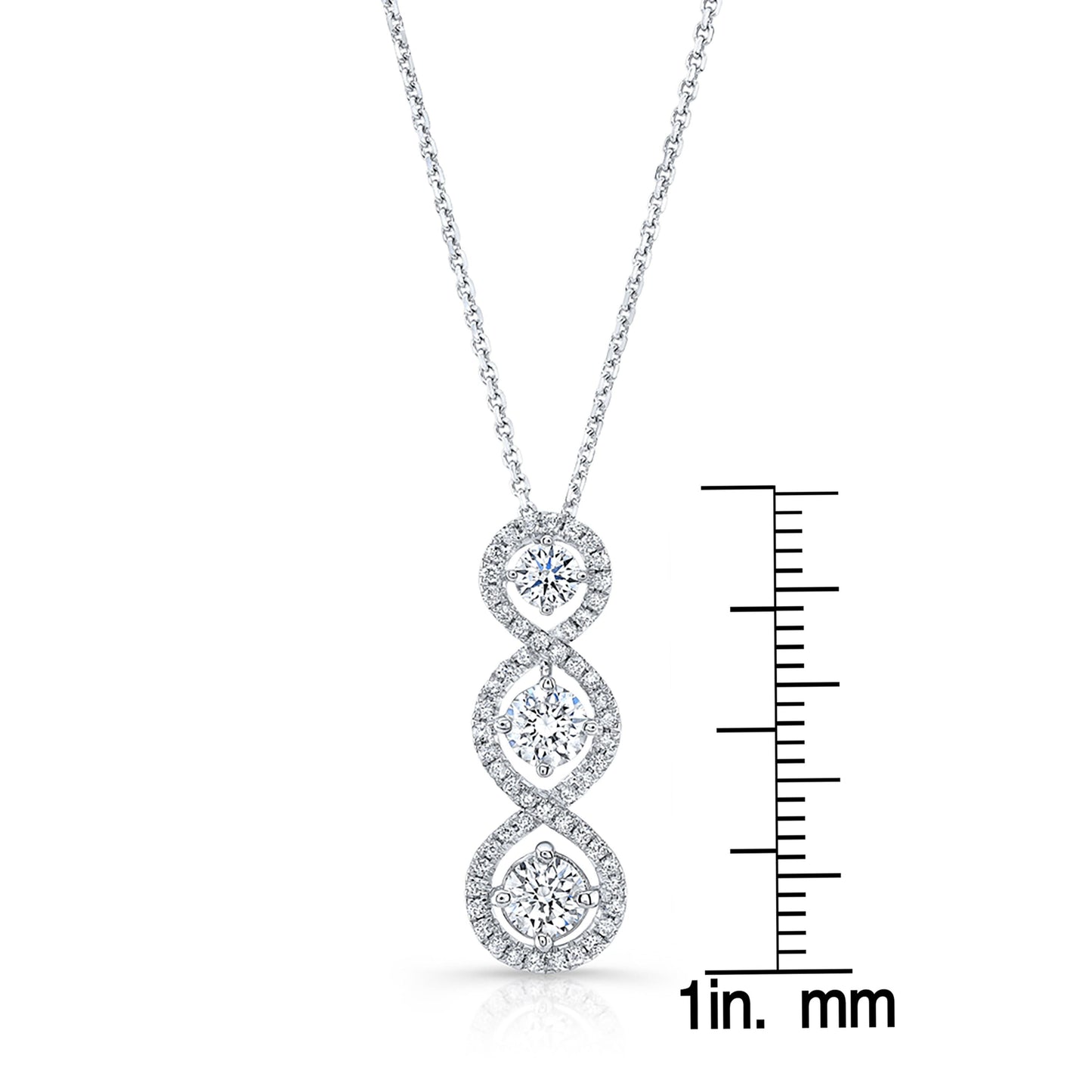 Natural Diamond Round Brilliant Pendant in 14K White Gold – scale reference | RockHer