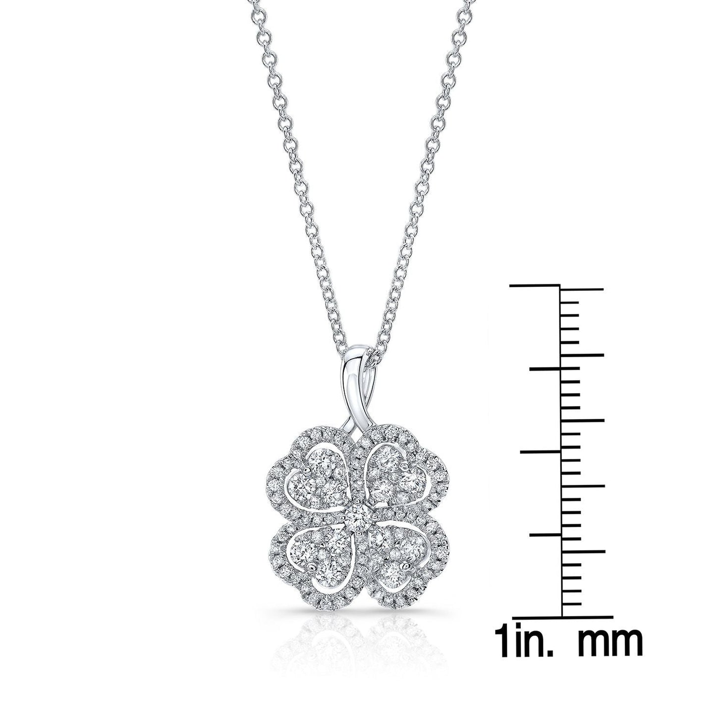 Natural Diamond Round Brilliant Pendant in 14K White Gold – front view | RockHer