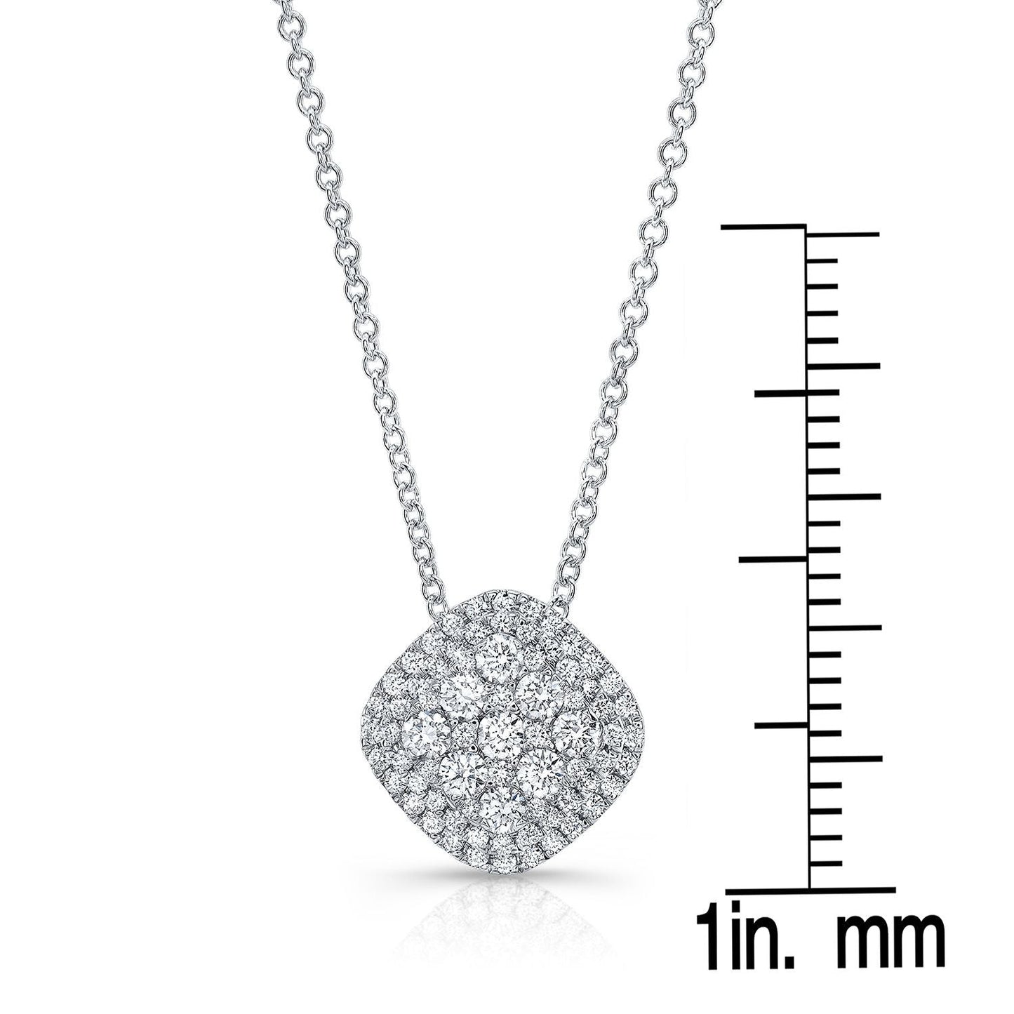 Natural Diamond Cushion Pendant in 14K White Gold, 1/2 ct. t.w. – front view | RockHer