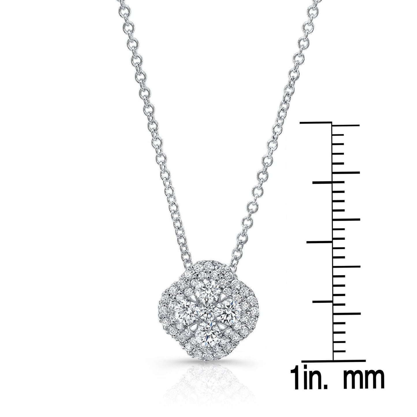 Natural Diamond Cushion Pendant in 14K White Gold – front view | RockHer