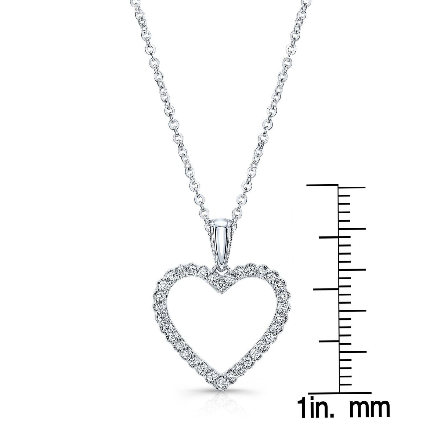 Natural Diamond Heart Shape Pendant in 14K White Gold – front view | RockHer
