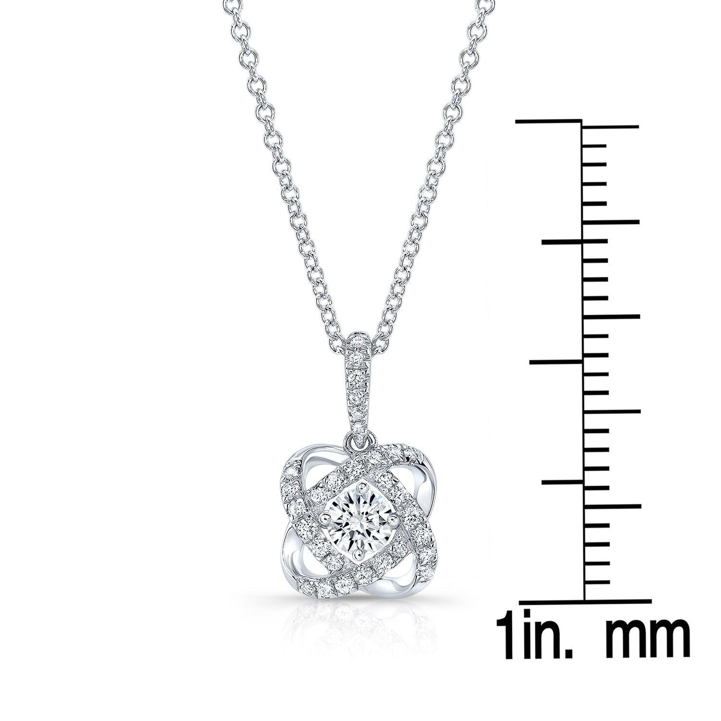 Natural Diamond Round Brilliant Pendant in 14K White Gold – front view | RockHer
