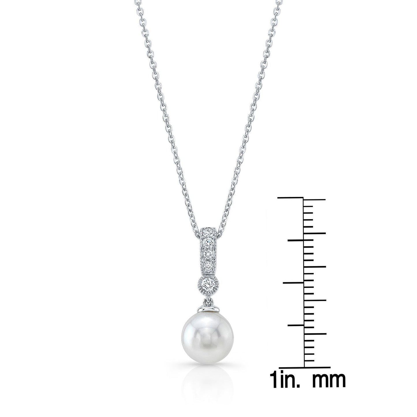 Cultured Pearl Pear Shape Pendant in 14K White Gold – front view | RockHer