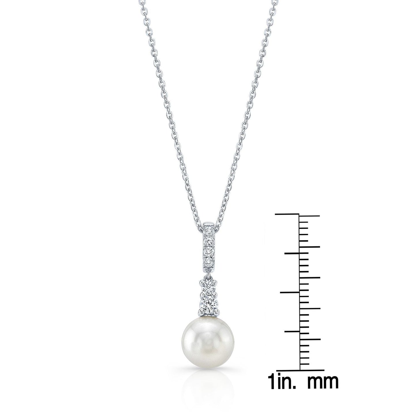 Cultured Pearl Pear Shape Pendant in 14K White Gold – front view | RockHer