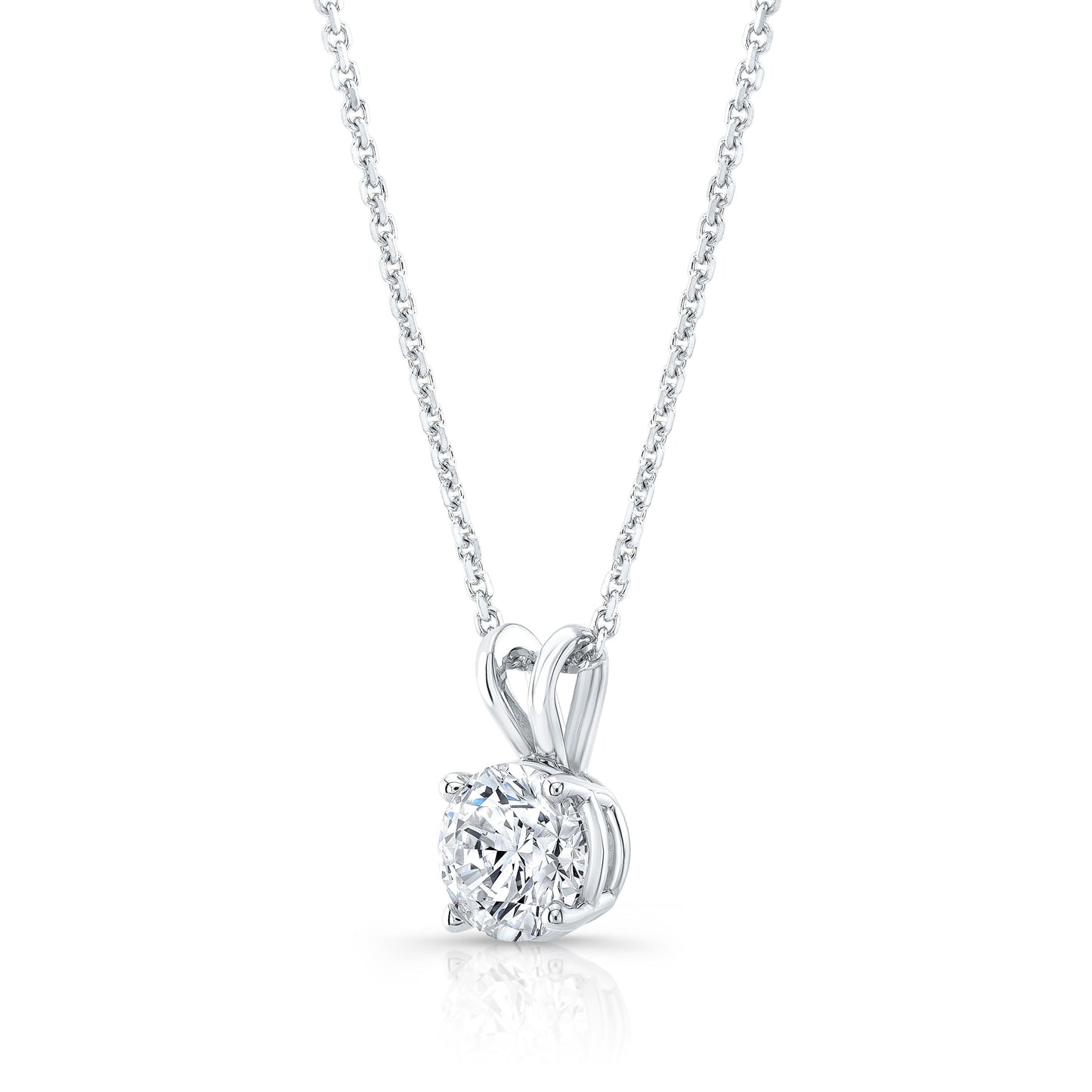 Lab Grown Round Solitaire Diamond Pendant, 7/8 ct. – side profile | RockHer