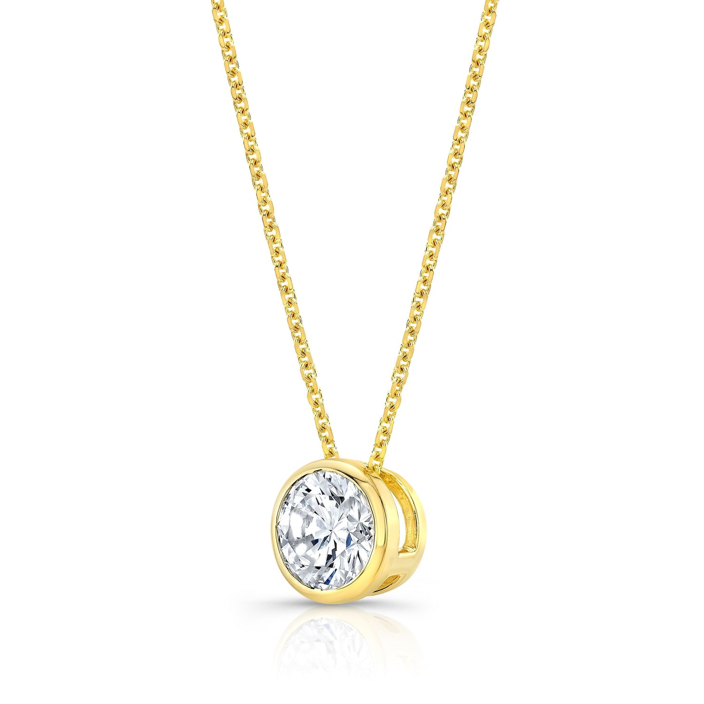 Round (full Cut) Diamond Solitaire Pendant In A 14k Yellow Gold Bezel Slide Setting, 0.25ct. T.w. (hi, Si1-si2)