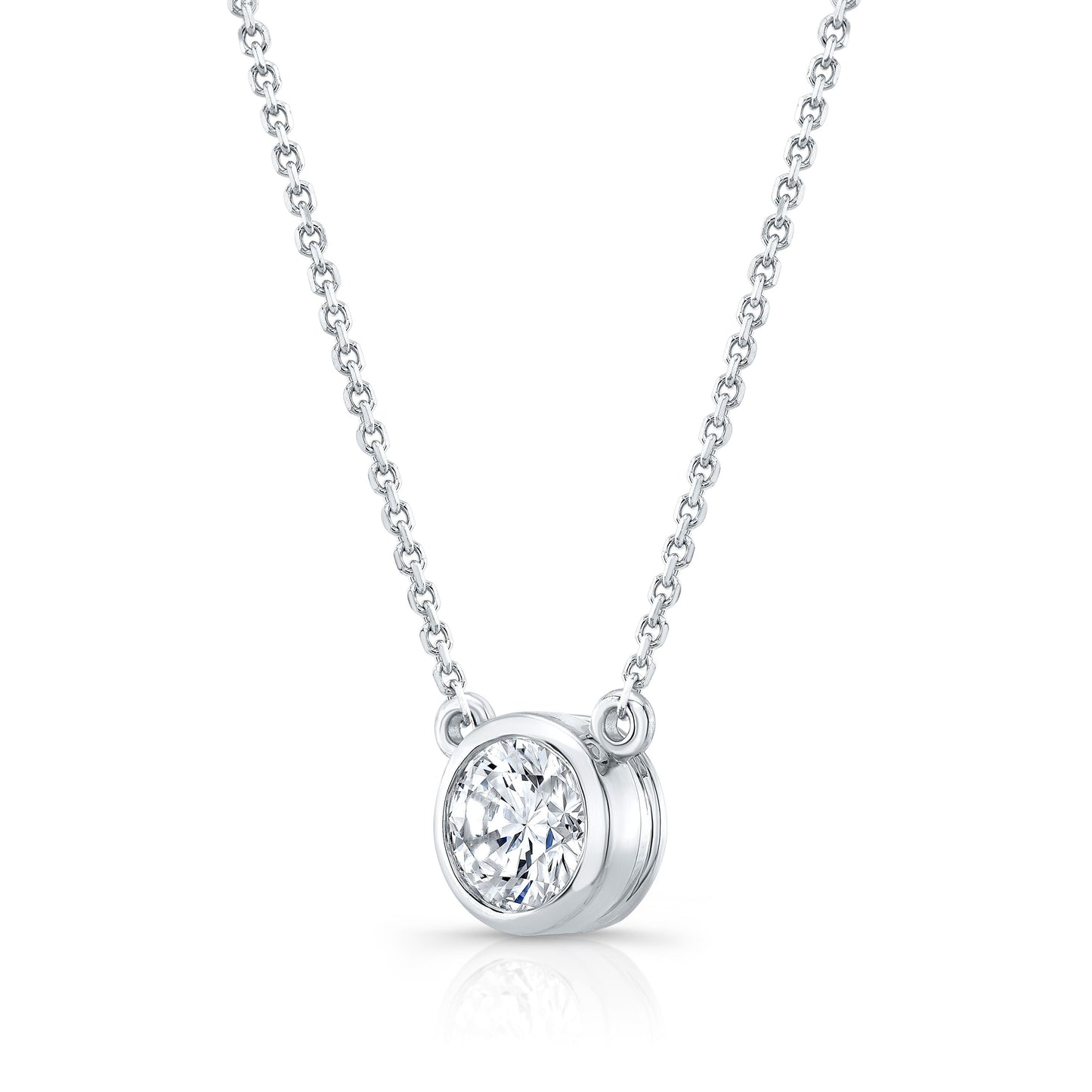 Lab Grown Round Solitaire Diamond Pendant, 1 ct. – side profile | RockHer