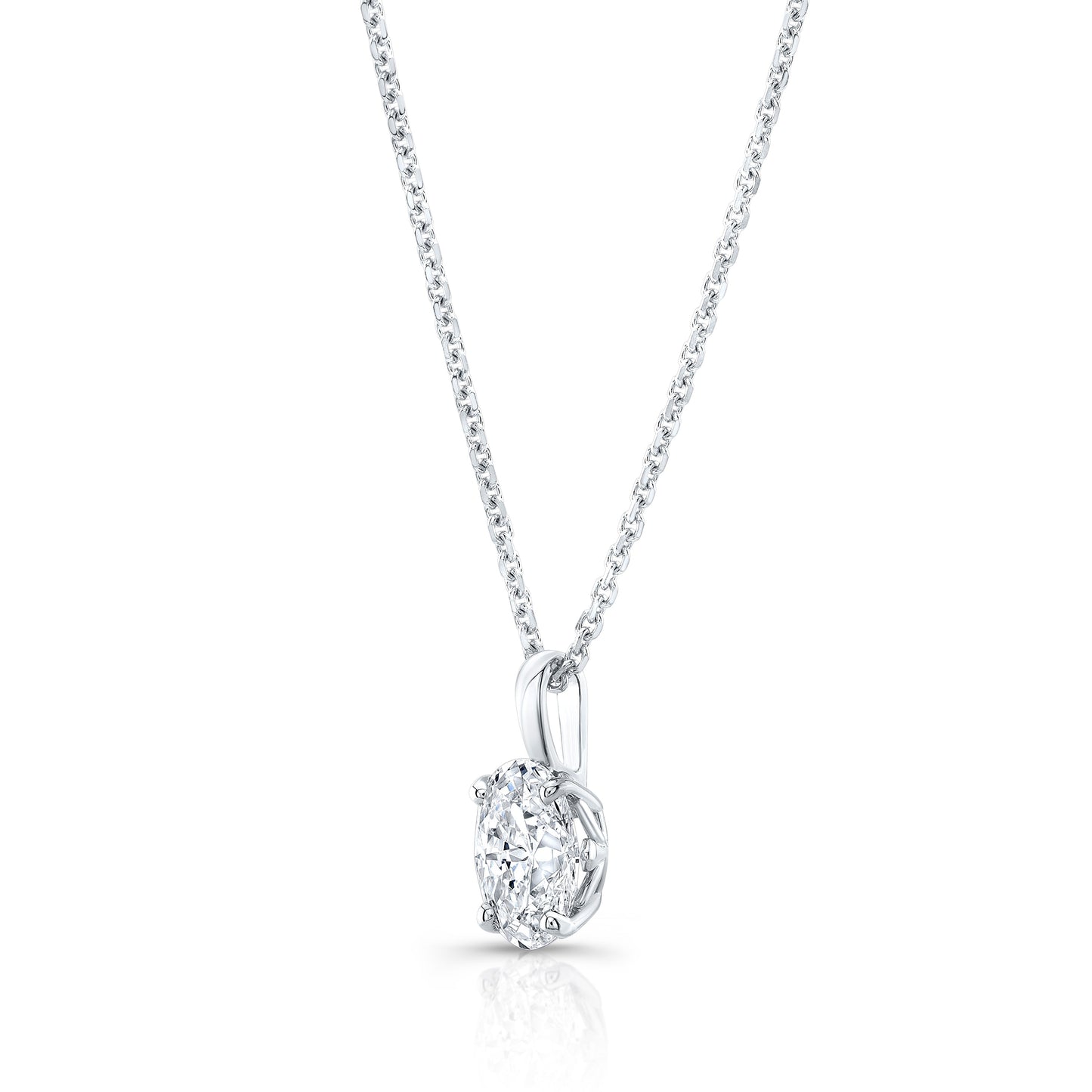Lab Grown Oval Solitaire Diamond Pendant, 2 ct. – side profile | RockHer