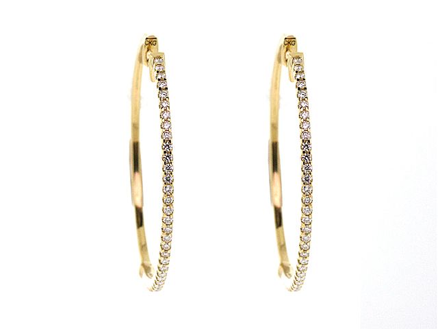 Diamond Hoop Earrings in 18K Yellow Gold – side profile | RockHer