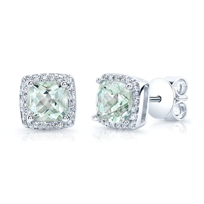 Natural Diamond Round Brilliant Stud Earrings in 14K White Gold – side profile | RockHer