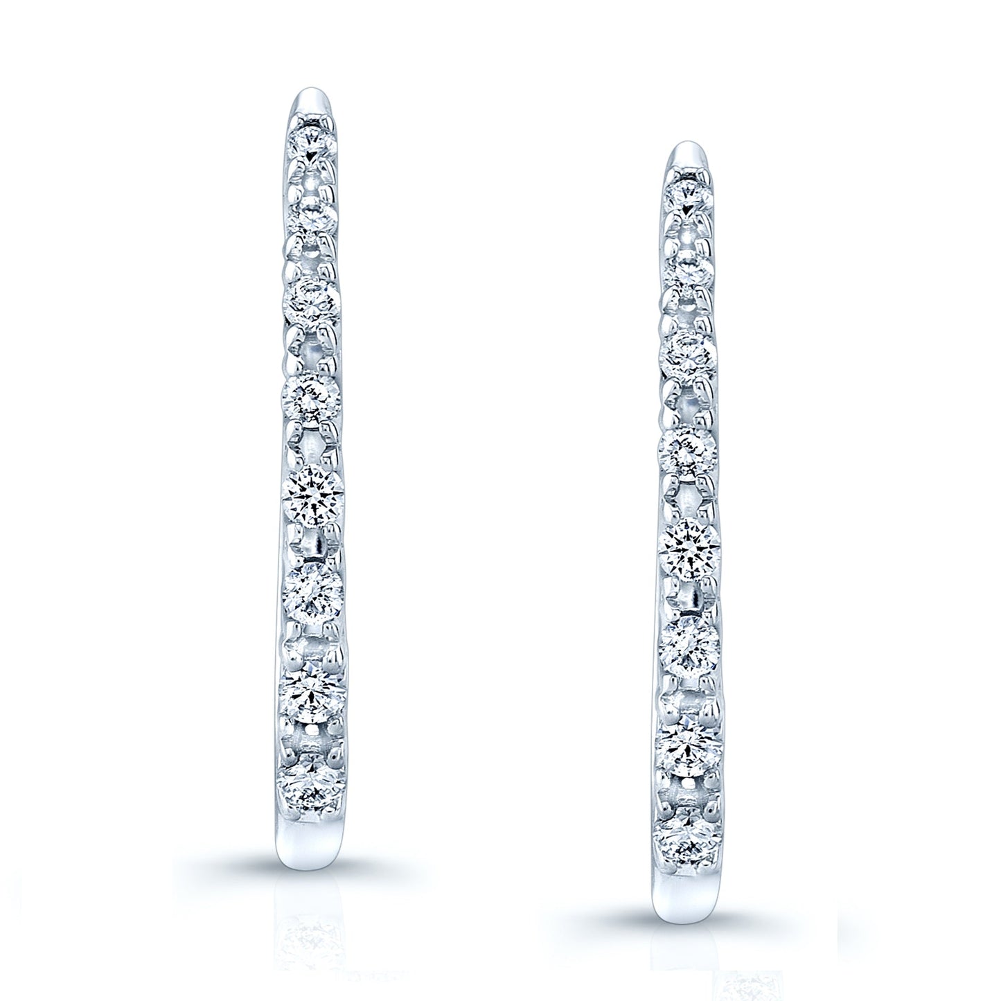 Diamond Hinged Back J Hoop Earrings in 14k White Gold 0.26ctw – detail view | RockHer
