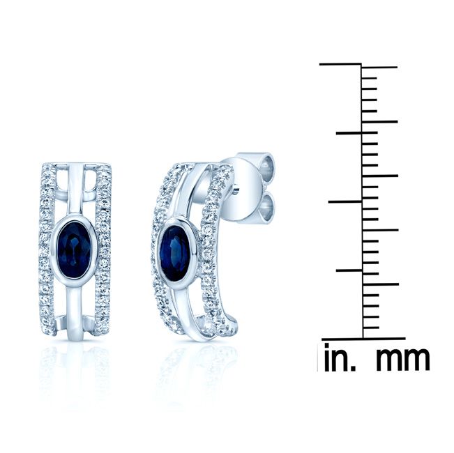 Sapphire Round Brilliant Stud Earrings in 14K White Gold – scale reference | RockHer