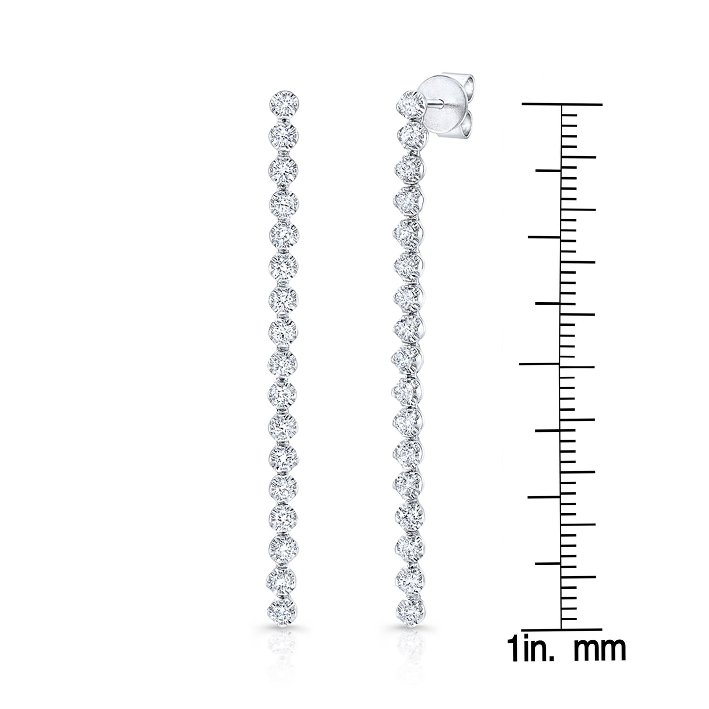 Diamond Linear Drop Earrings in 14K White Gold, in 14K Rose Gold – scale reference | RockHer