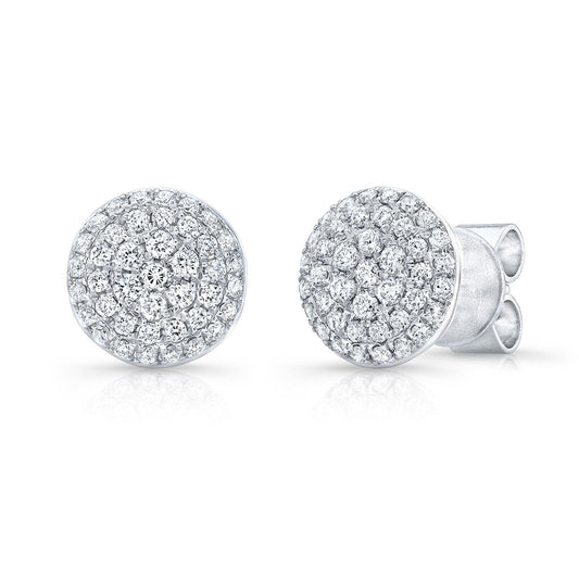 ต่างหูสตัดรูปแผ่นเพชรไมโครเพฟในทองคำขาว 14k