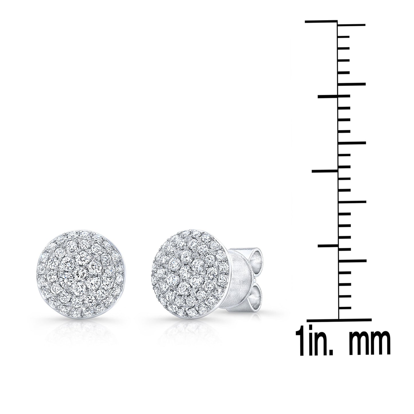 Natural Diamond Round Brilliant Stud Earrings in 14K White Gold – scale reference | RockHer