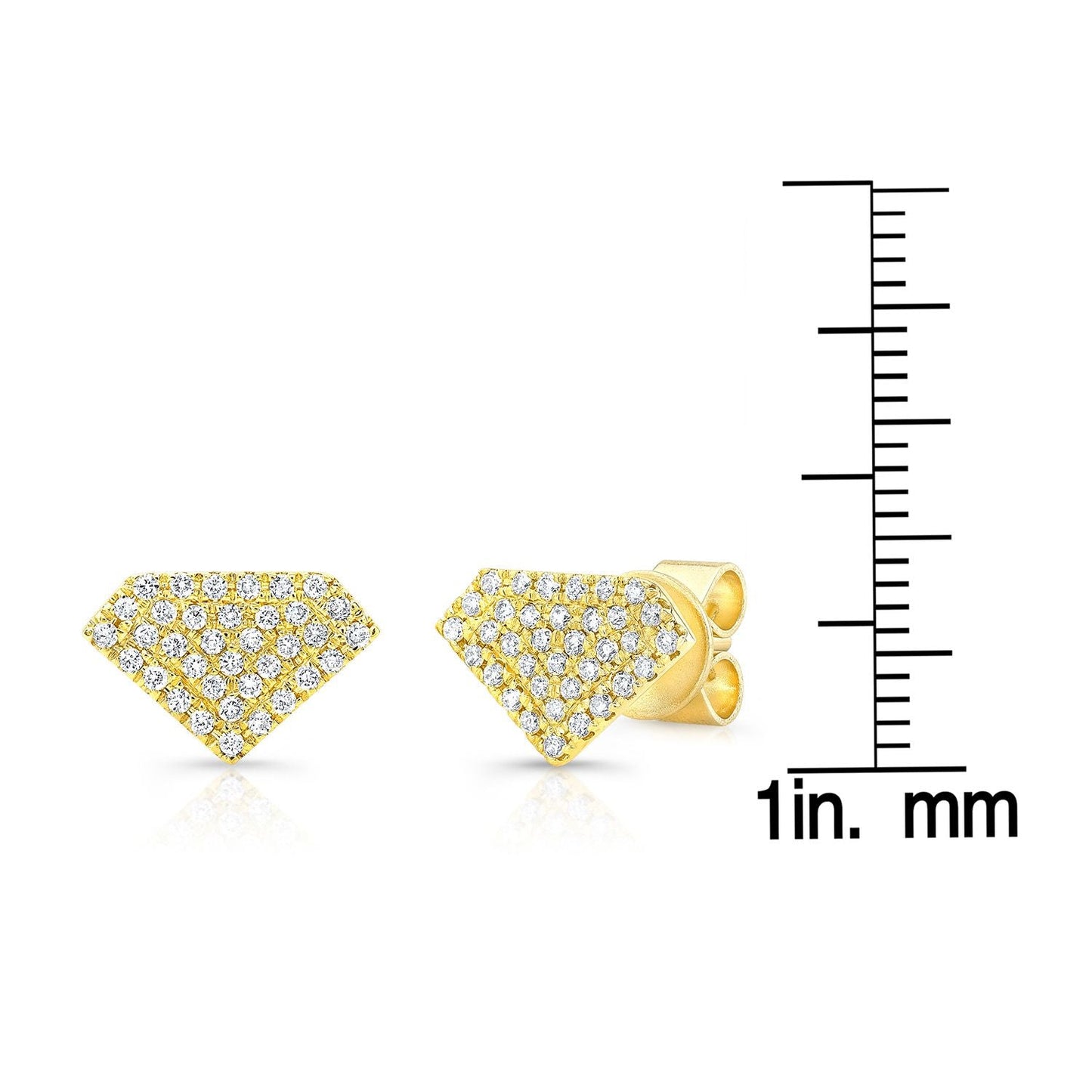 Natural Diamond Round Brilliant Stud Earrings in 14K Yellow Gold, 2 ct. t.w. – scale reference | RockHer