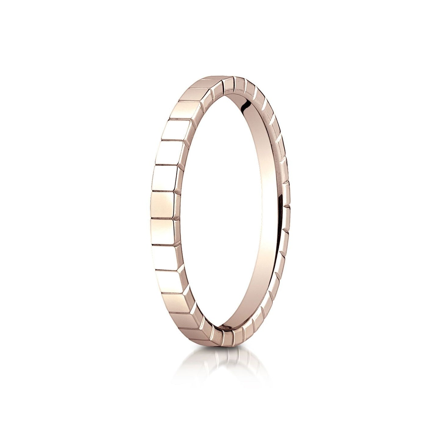 2mm High Polish Carved Wedding Band, in 14K Rose Gold | RockHer